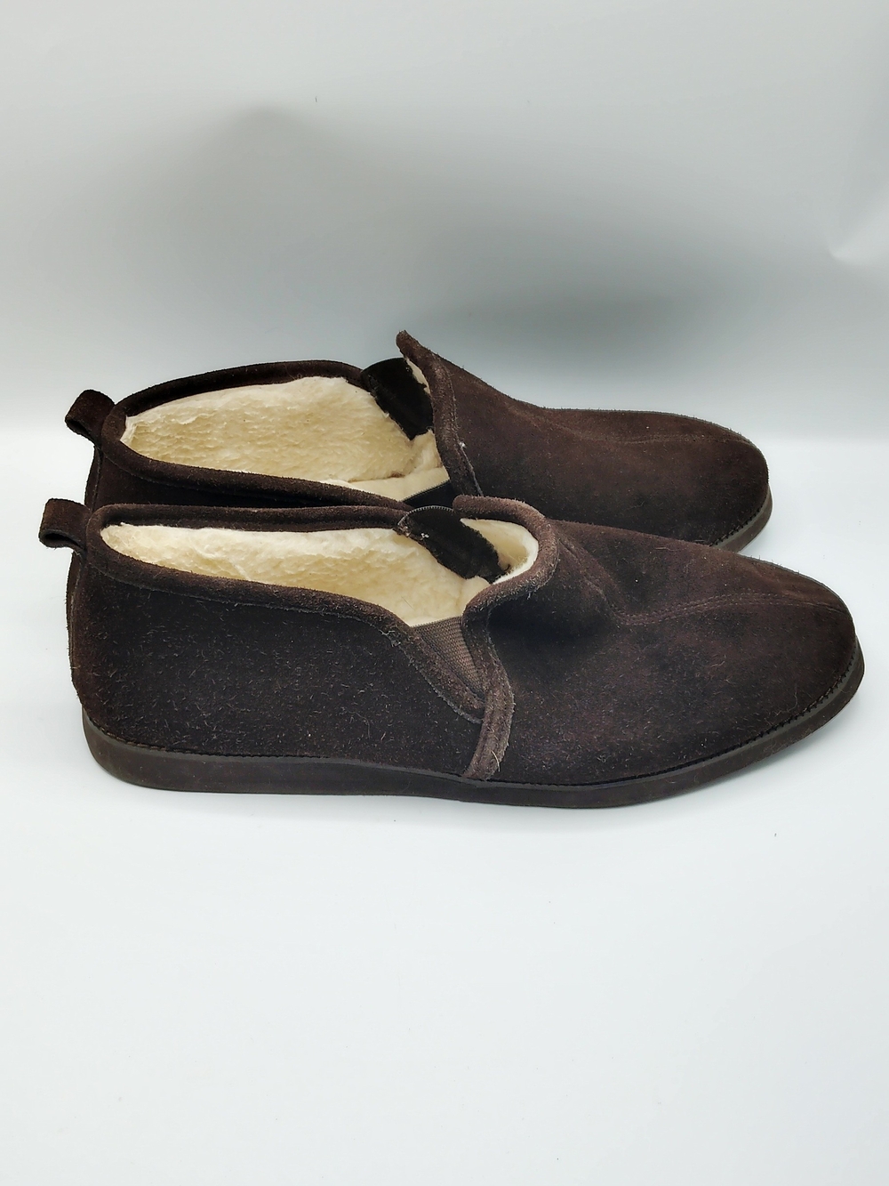 Old Fart Minnetonka Dark Brown Suede Slip-On Moccasins with Plush Lining